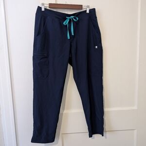 Figs Scrubs Yola FreeX Navy Blue Lined Technical Pants L Petite Length